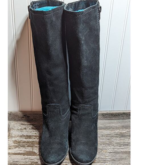 Franco Sarto Women's Black Suede Asher Wedge Heel Boots Size 7.5 M - Picture 2 of 8